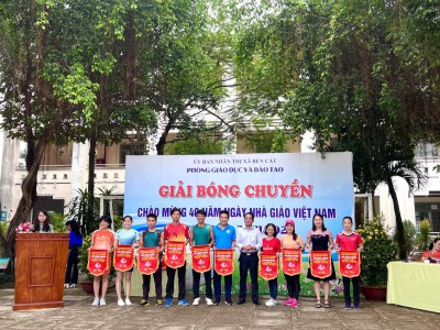 ĐỘI TUYỂN TRƯỜNG MẦM NON AN ĐIỀN PHỐI HỢP CÙNG ĐỘI TUYỂN  TRƯỜNG TIỂU HỌC AN ĐIỀN. RA QUÂN GIẢI BÓNG CHUYỀN CHÀO MỪNG 40 NĂM NGÀY NHÀ GIÁO VIỆT NAM.