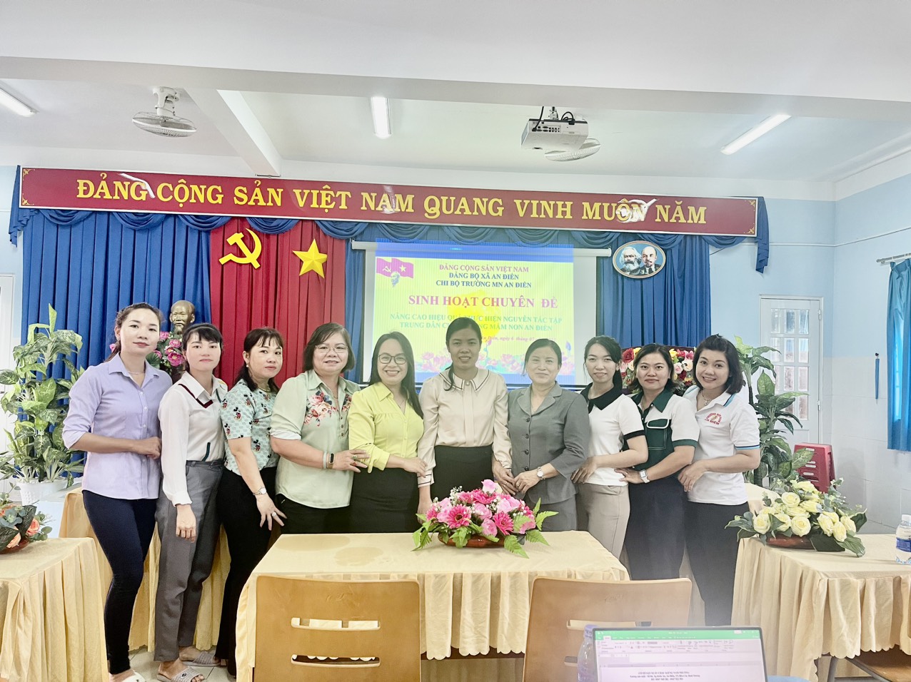 SINH HOẠT CHUYÊN ĐỀ NÂNG CAO HIỆU QUẢ THỰC HIỆN NGUYÊN TẮC TẬP TRUNG DÂN CHỦ TRƯỜNG MẦM NON AN ĐIỀN