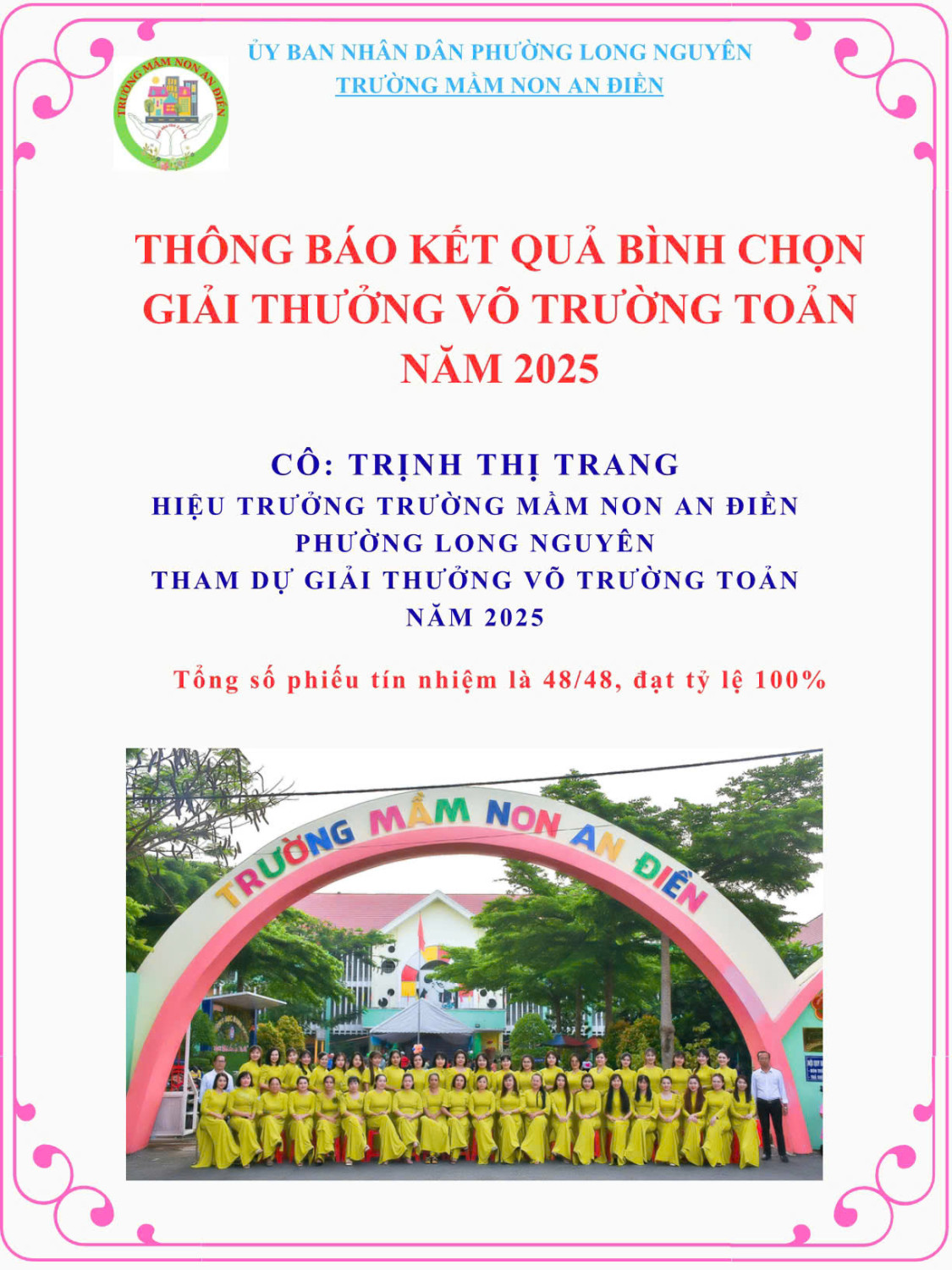 Thông báo kết quả bình chọn giải thưởng Võ Trường Toản